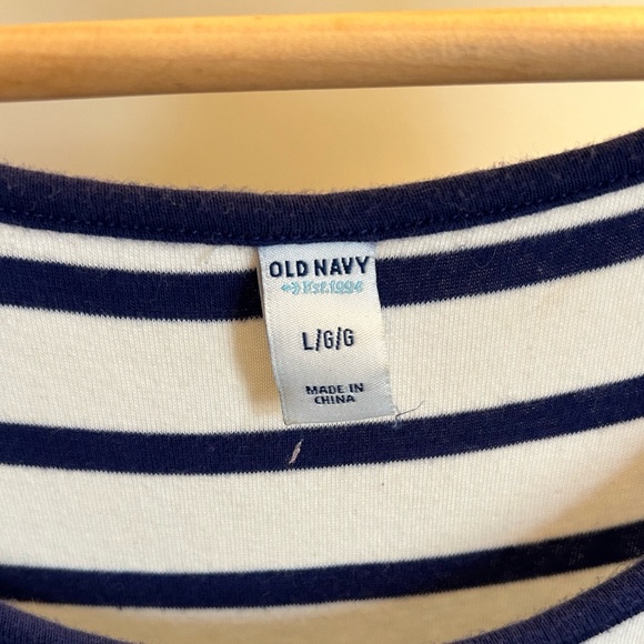 Cotton navy and cream stripped dress - Picture 3 of 4